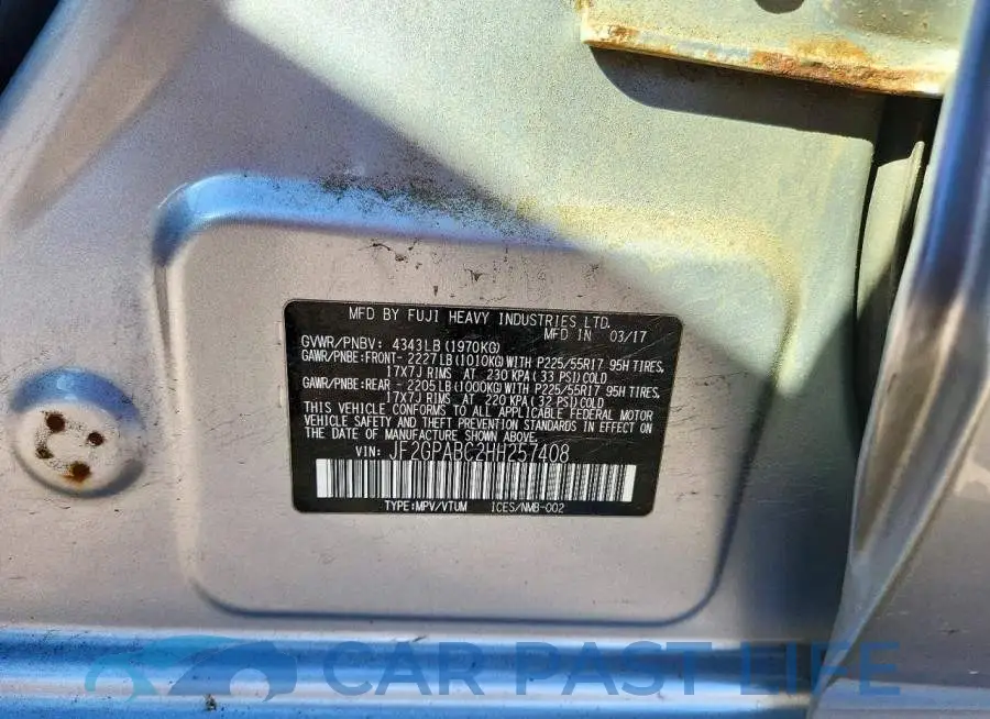 JF2GPABC2HH257408# 12