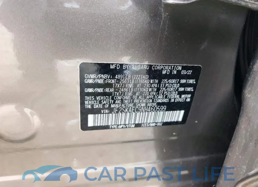 JF2SKAEC9NH460599# 13