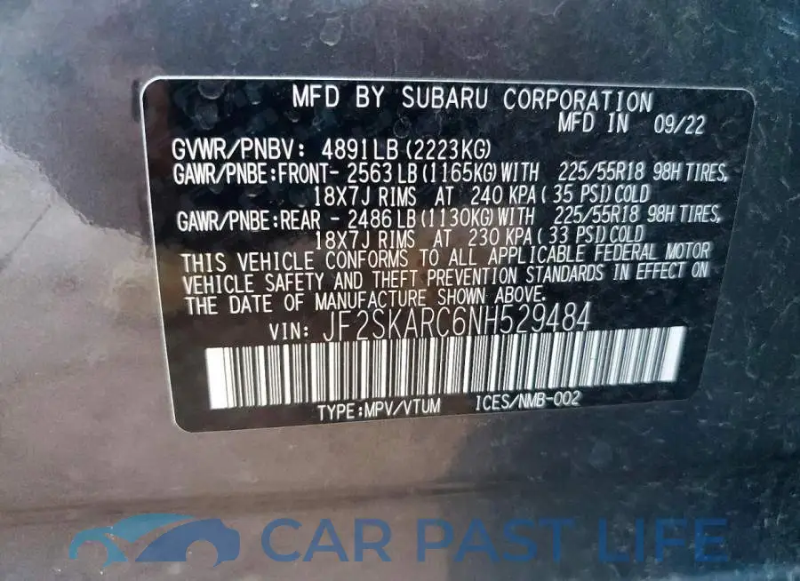 JF2SKARC6NH529484# 13