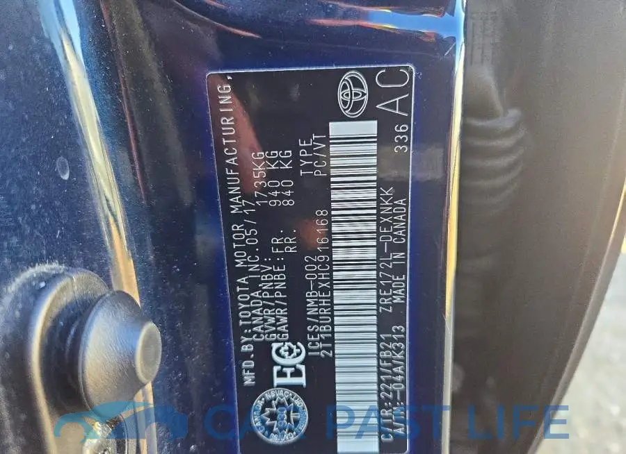 2T1BURHEXHC916168# 12
