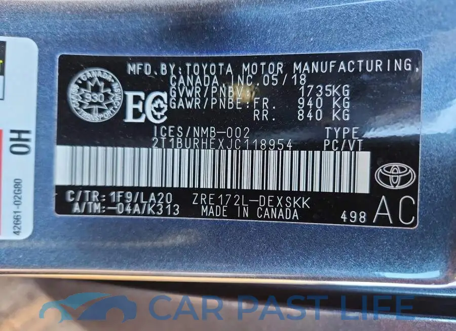 2T1BURHEXJC118954# 13