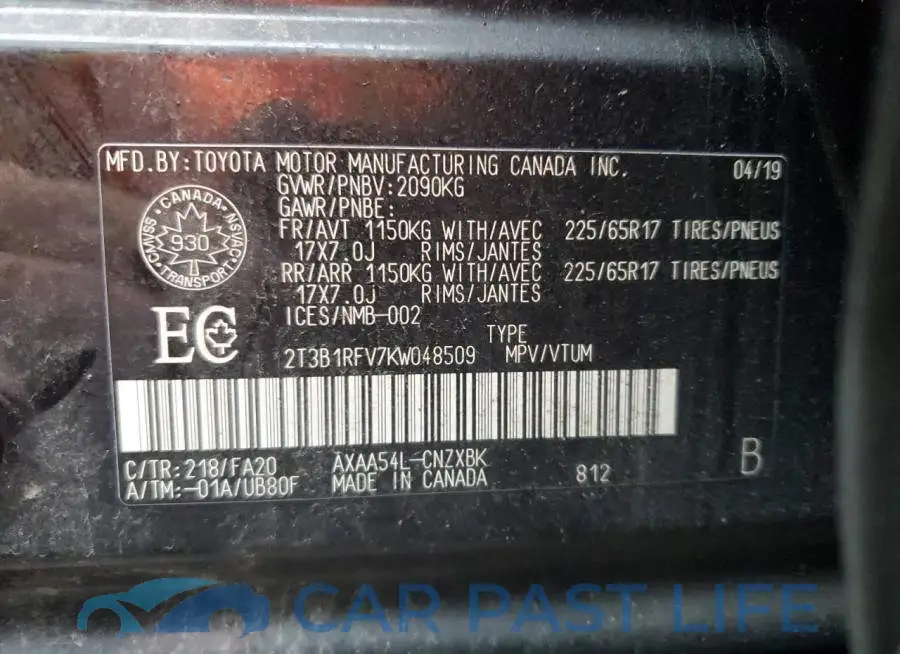 2T3B1RFV7KW048509# 14