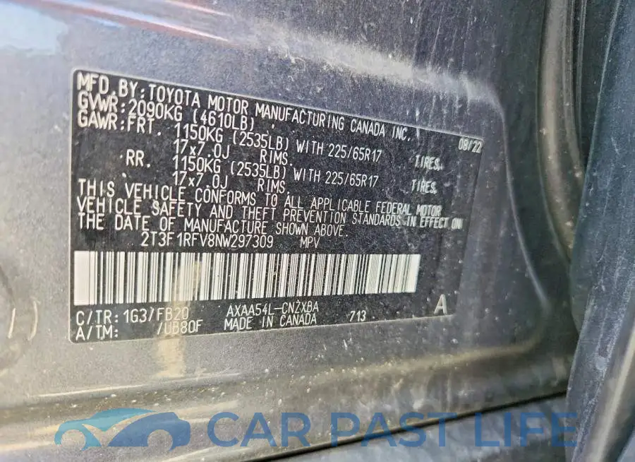 2T3F1RFV8NW297309# 13