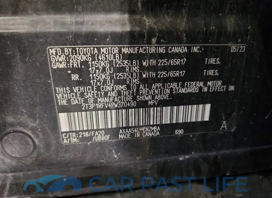2T3P1RFV4PW370490# 12