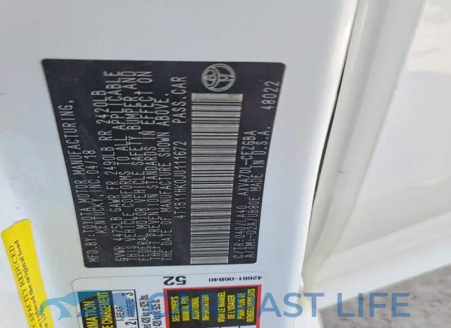 4T1B11HK0JU111672# 13