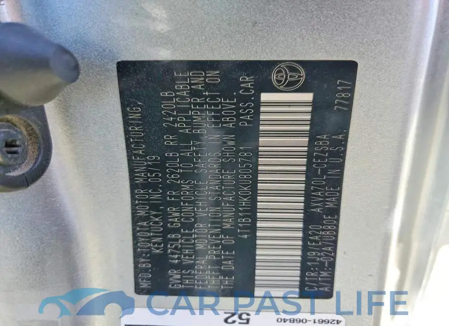 4T1B11HK0KU805781# 12