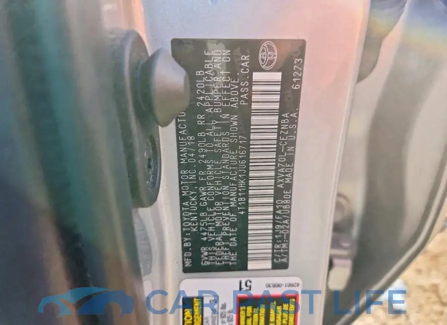 4T1B11HK1JU616717# 12