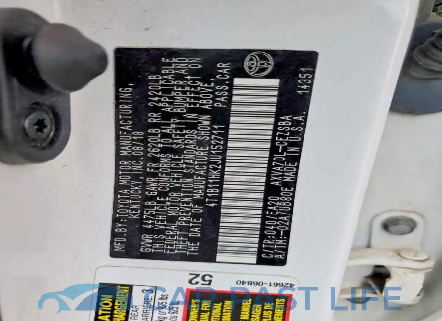 4T1B11HK2JU152711# 12
