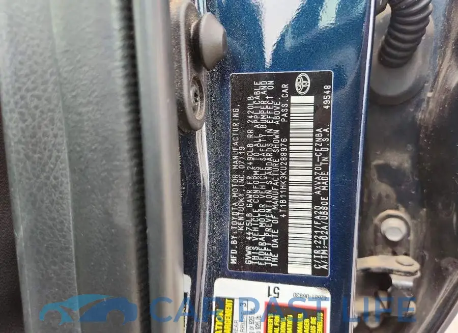 4T1B11HK3KU288976# 12
