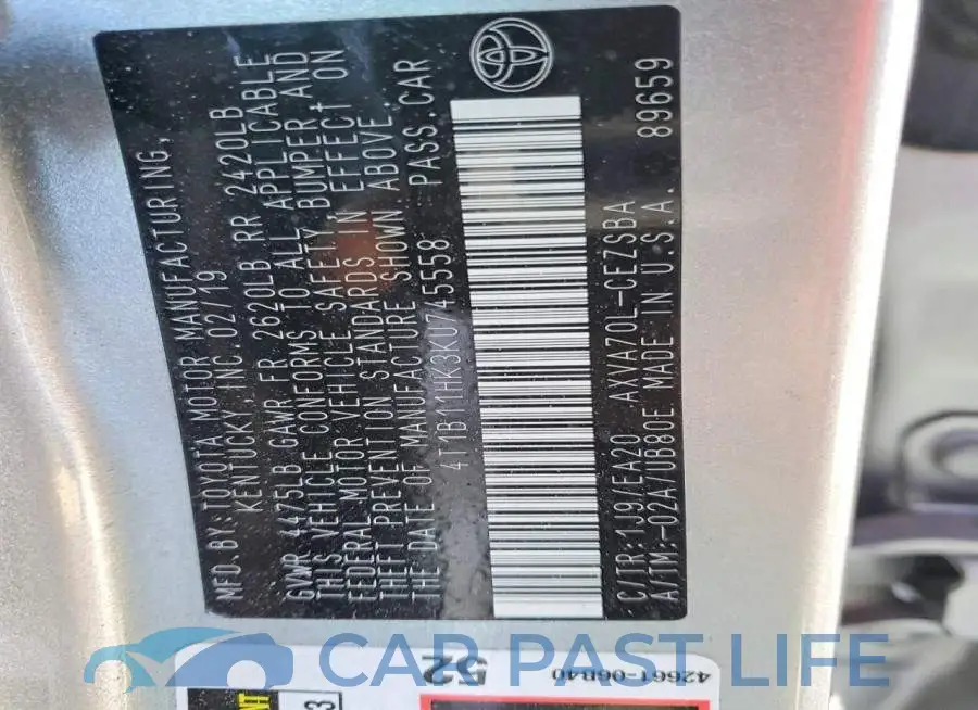 4T1B11HK3KU745558# 13
