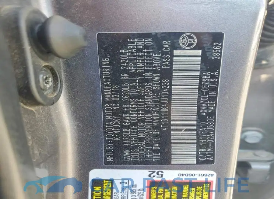 4T1B11HK4JU104238# 12