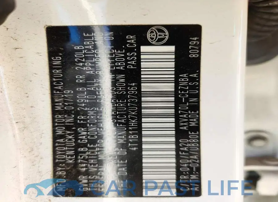 4T1B11HK7KU737964# 12