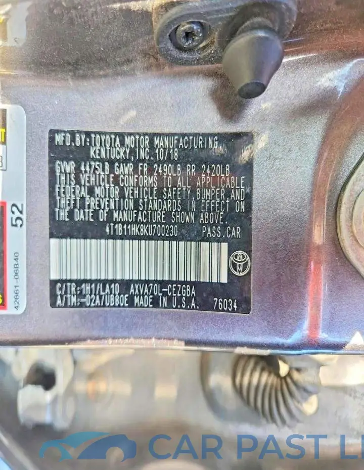 4T1B11HK8KU700230# 12