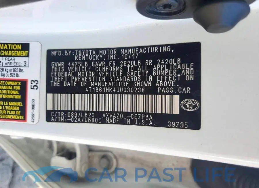 4T1B61HK4JU030238# 12