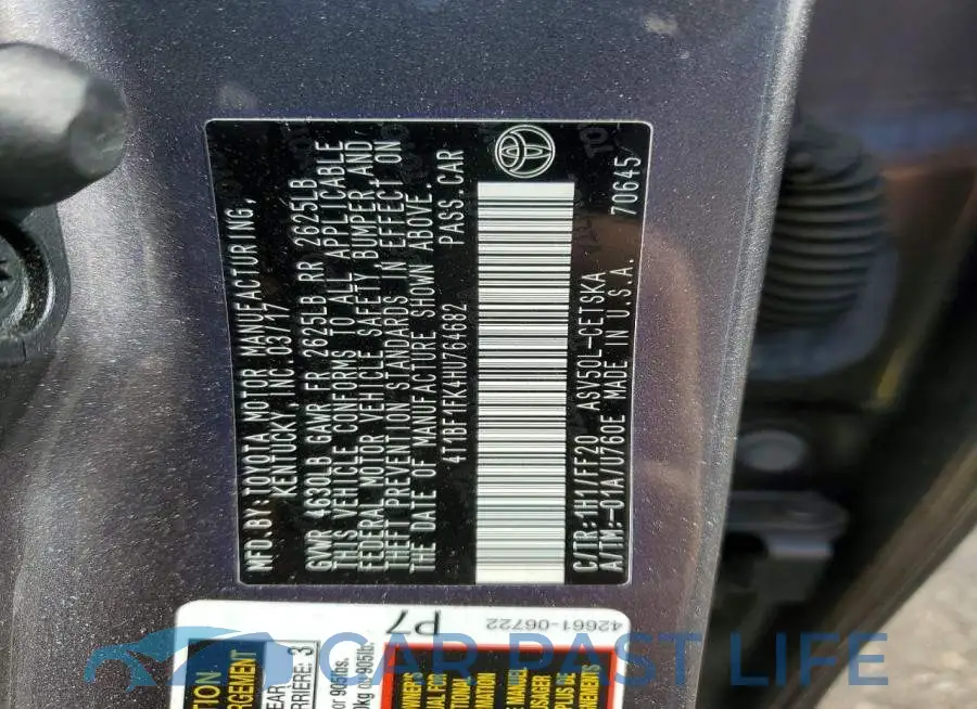 4T1BF1FK4HU764682# 12