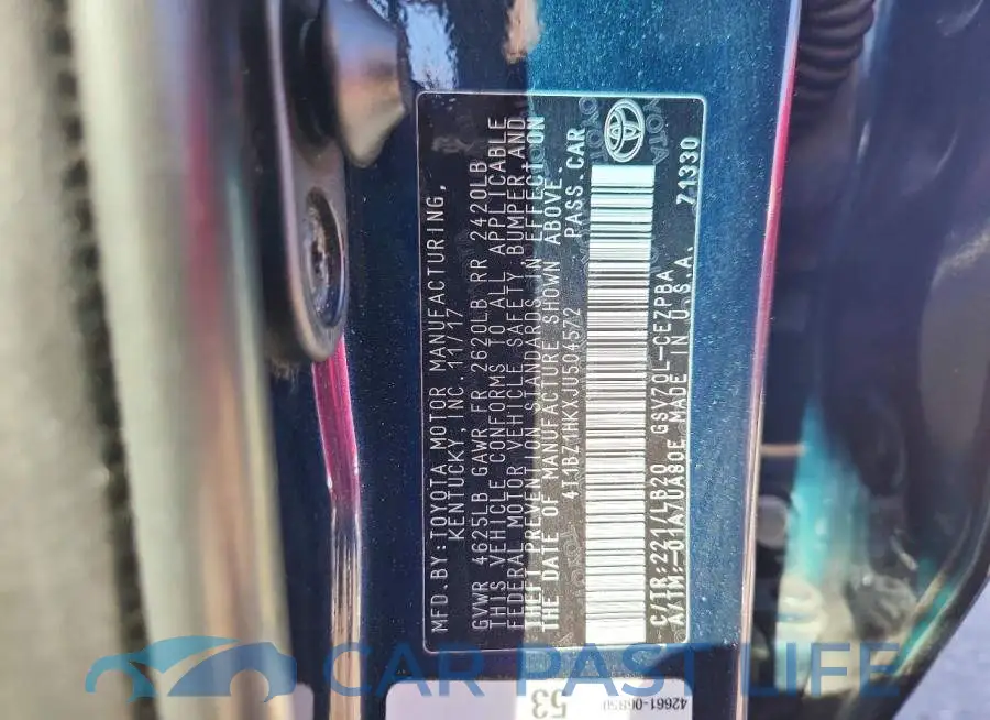 4T1BZ1HKXJU504572# 12