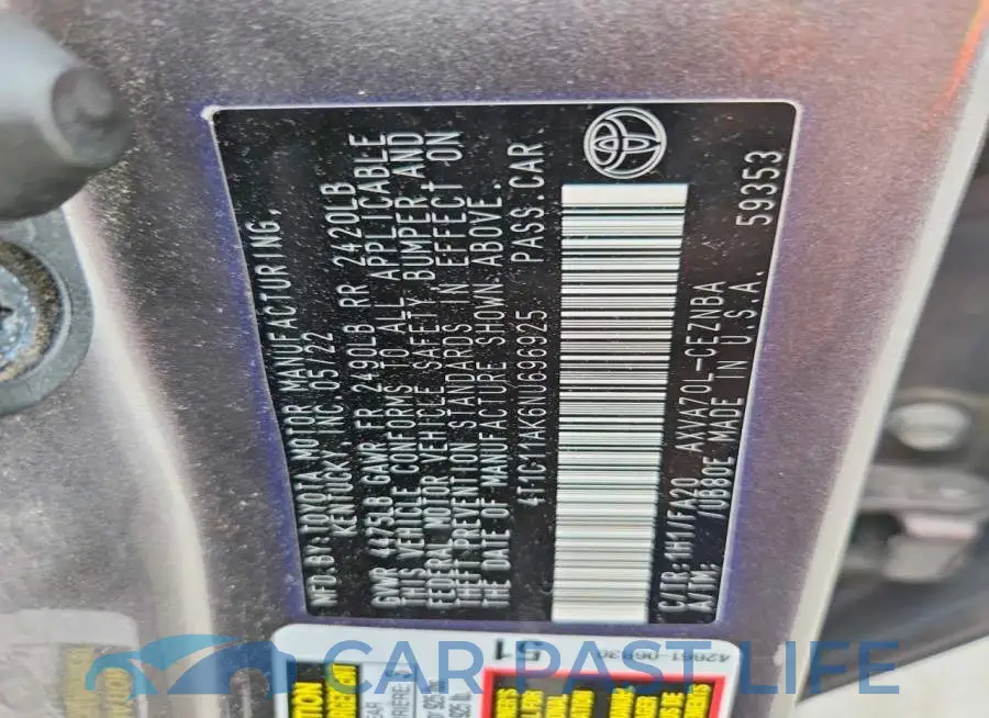 4T1C11AK6NU696925# 12