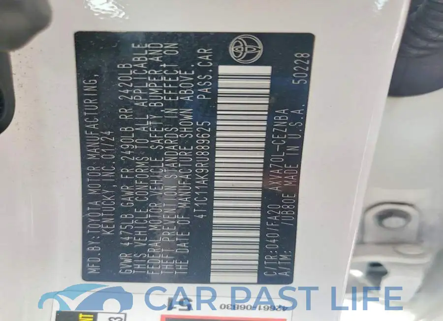 4T1C11AK9RU889625# 13