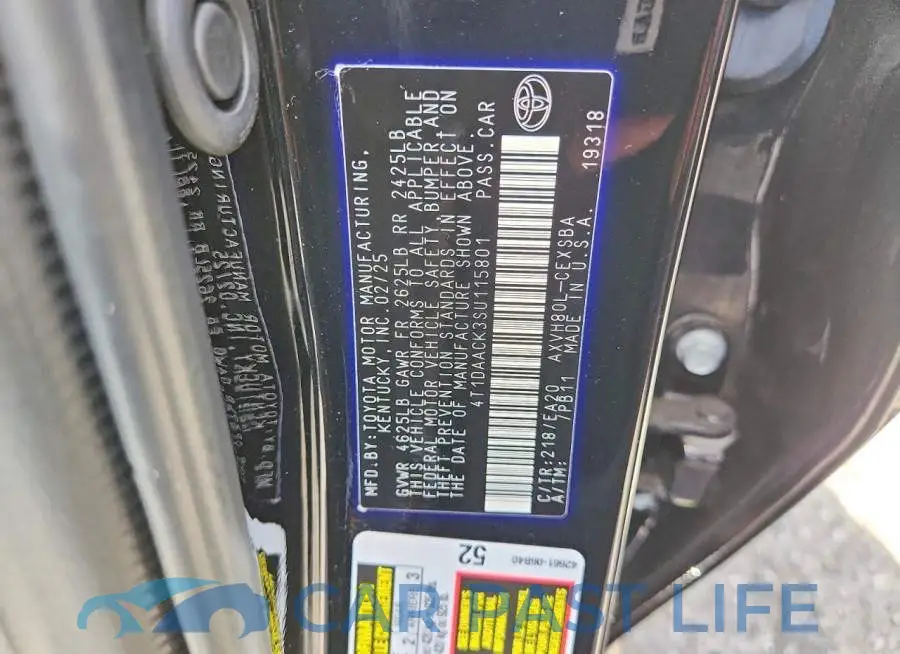 4T1DAACK3SU115801# 12
