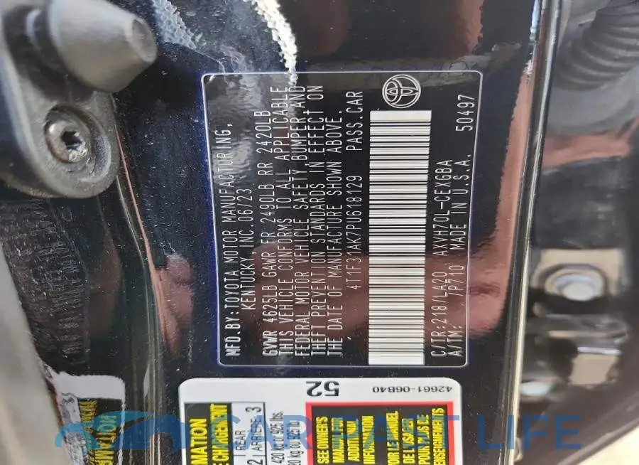 4T1F31AK7PU618129# 12
