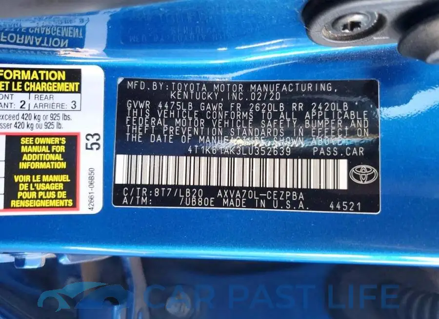 4T1K61AK3LU352639# 12