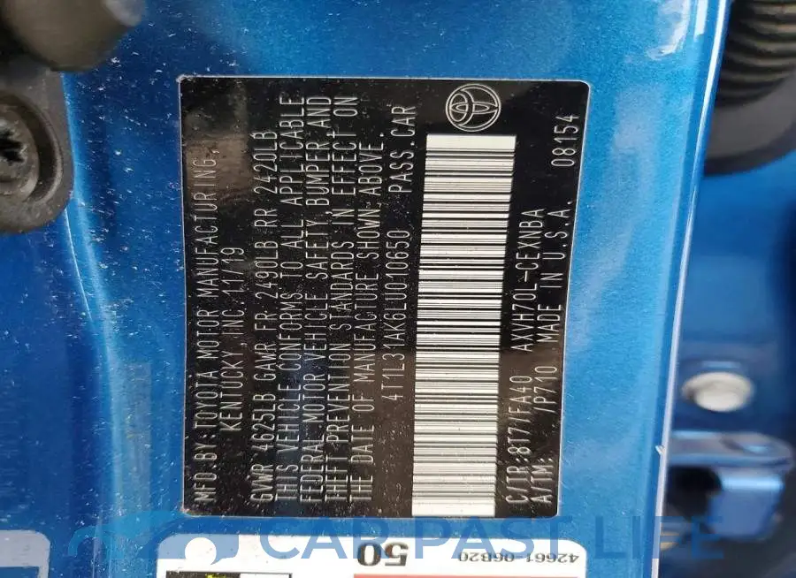 4T1L31AK6LU010650# 13