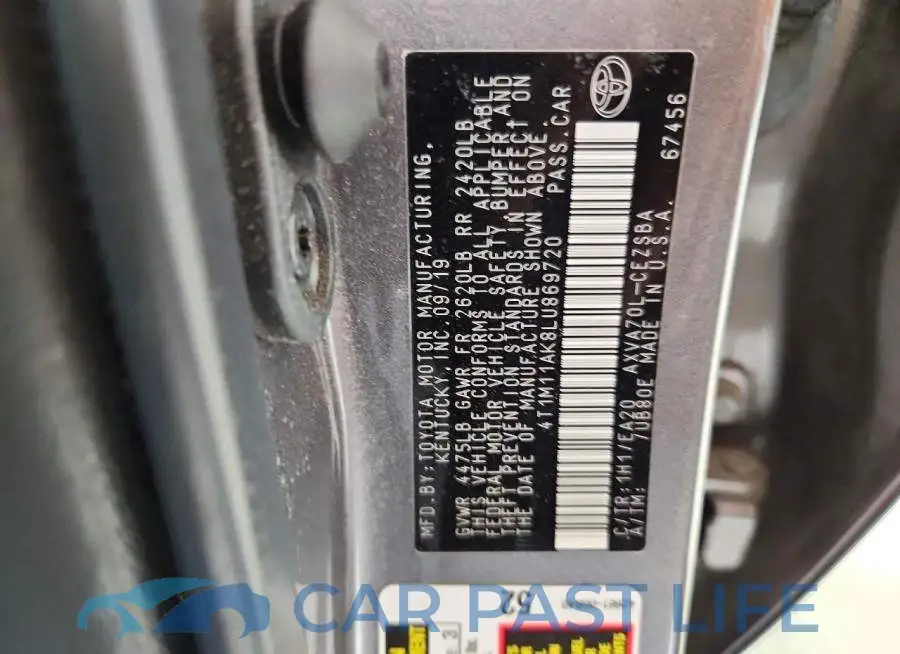4T1M11AK8LU869720# 12