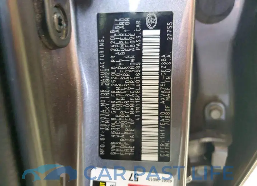 4T1M11BK8LU016989# 12
