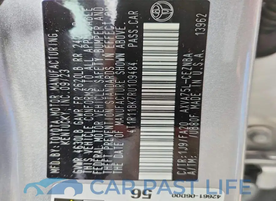 4T1R11BK7RU109484# 12
