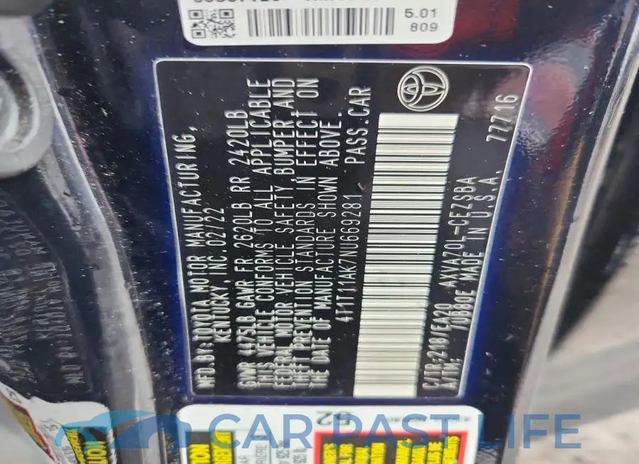 4T1T11AK7NU669281# 12