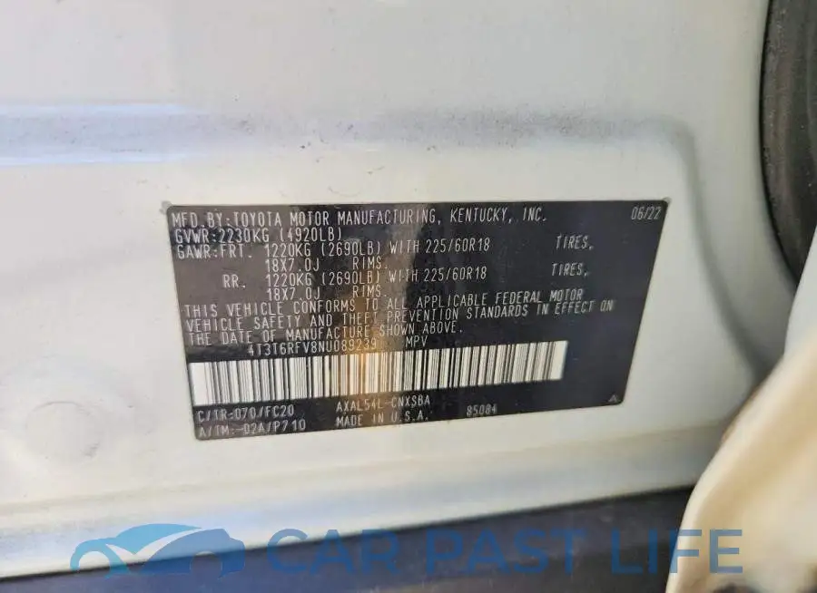 4T3T6RFV8NU089239# 13