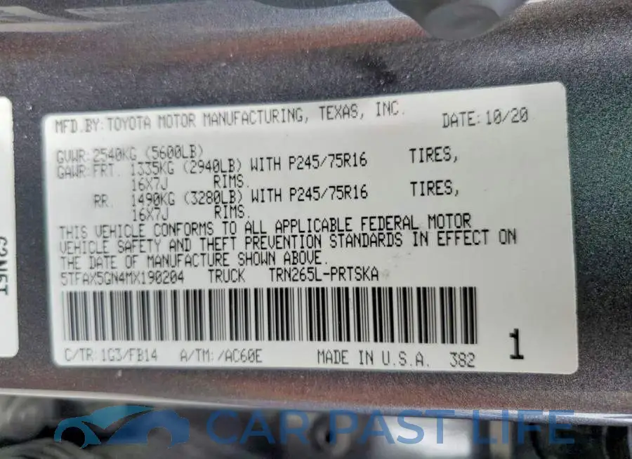 5TFAX5GN4MX190204# 12