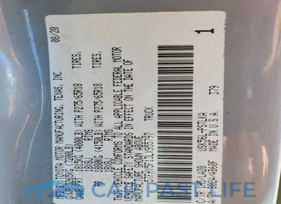 5TFHY5F13LX955797# 12