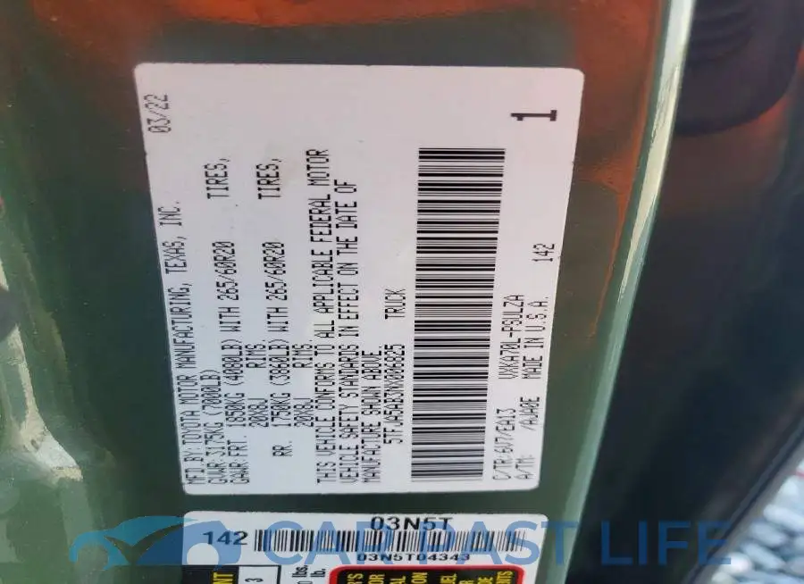 5TFJA5AB3NX006825# 12