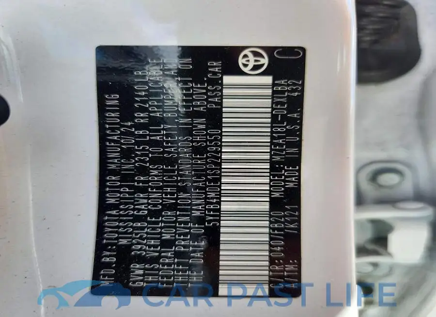 5YFB4MDE1SP229550# 13