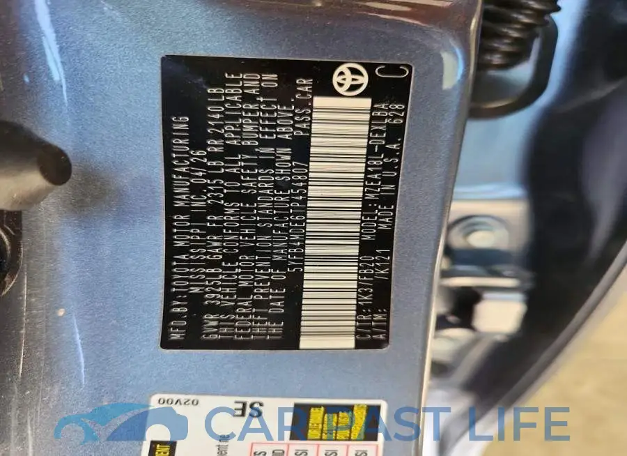 5YFB4MDE6TP454807# 12