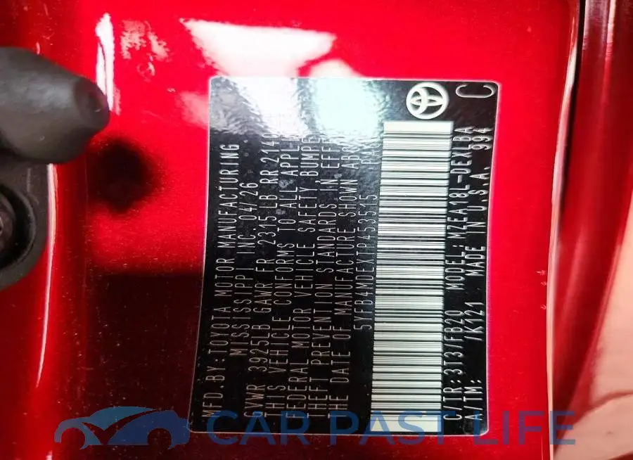 5YFB4MDEXTP453515# 12