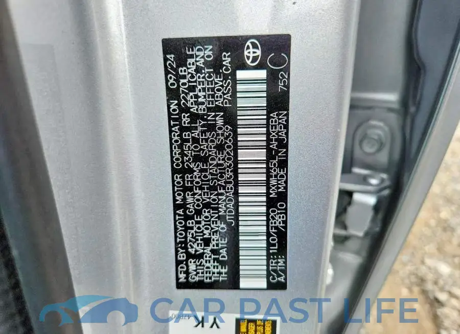 JTDADABU3R3020639# 12