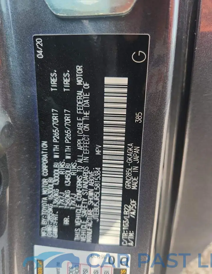 JTEBU5JR5L5815384# 12