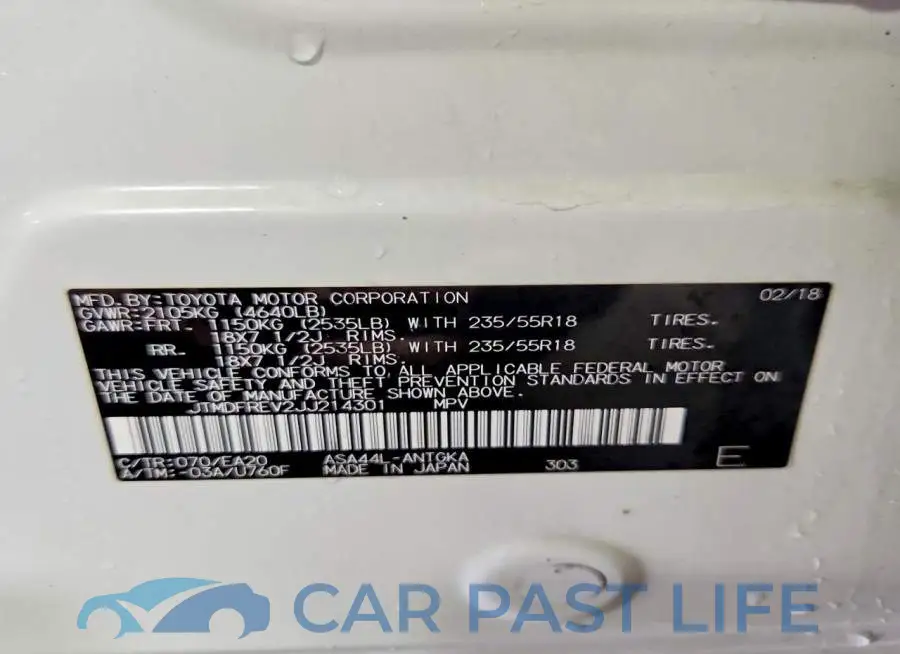 JTMDFREV2JJ214301# 13