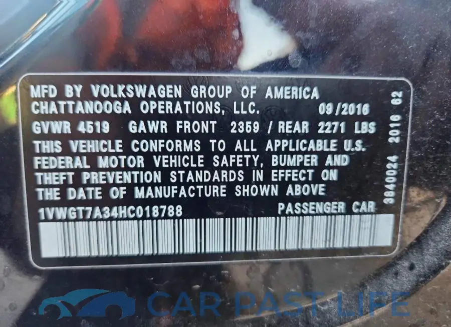 1VWGT7A34HC018788# 12
