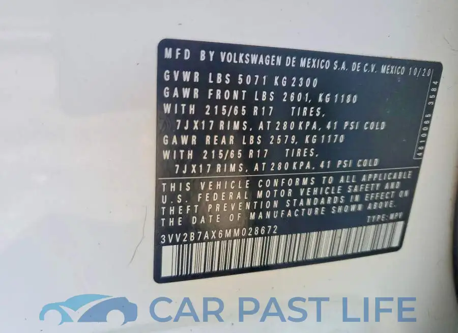 3VV2B7AX6MM028672# 13