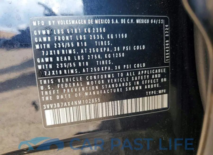 3VV3B7AX4NM102855# 13