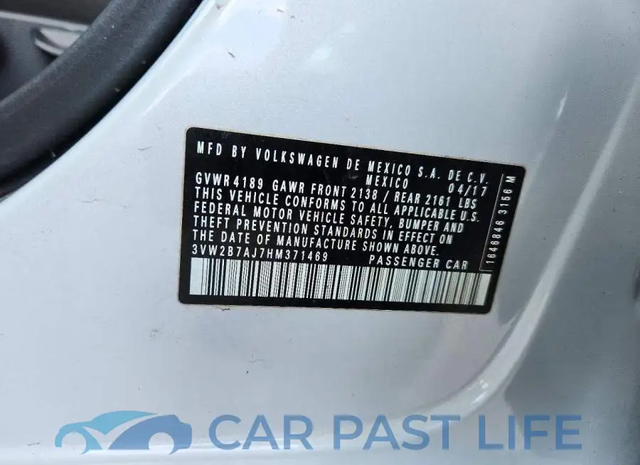 3VW2B7AJ7HM371469# 12