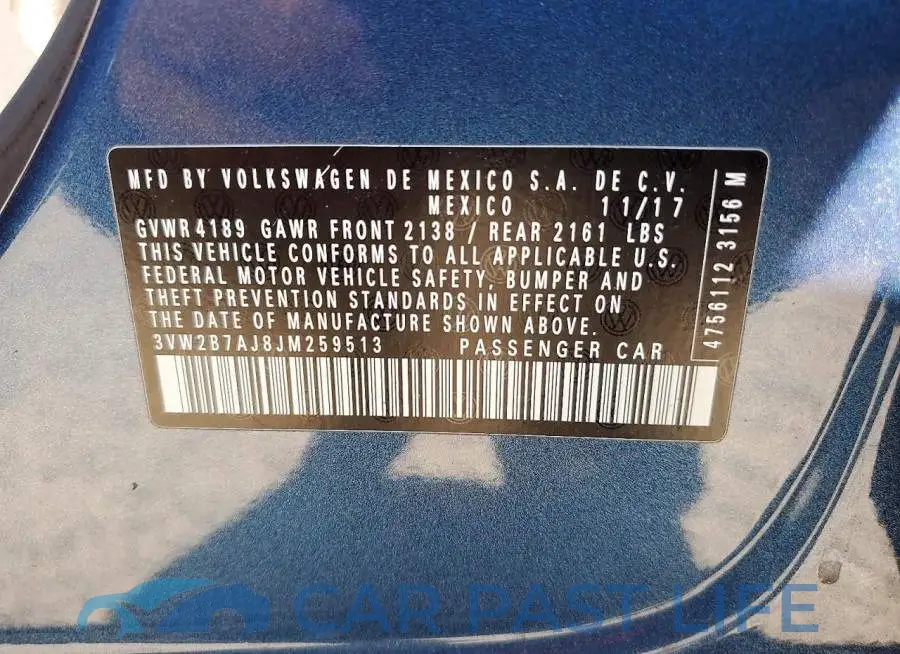 3VW2B7AJ8JM259513# 12