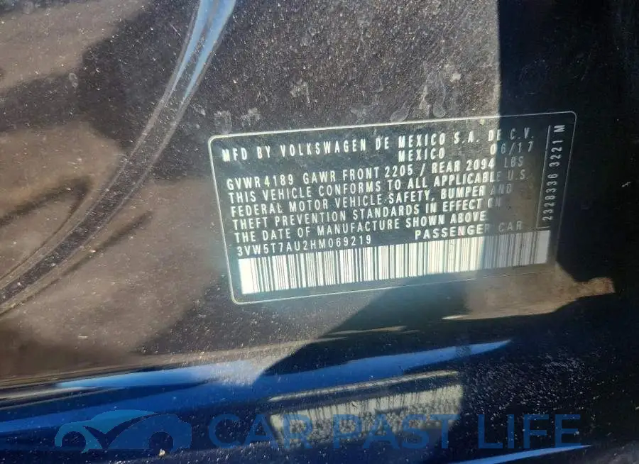 3VW5T7AU2HM069219# 13