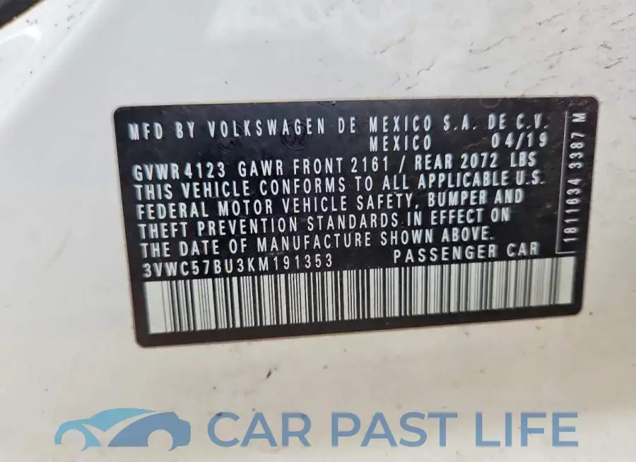3VWC57BU3KM191353# 12