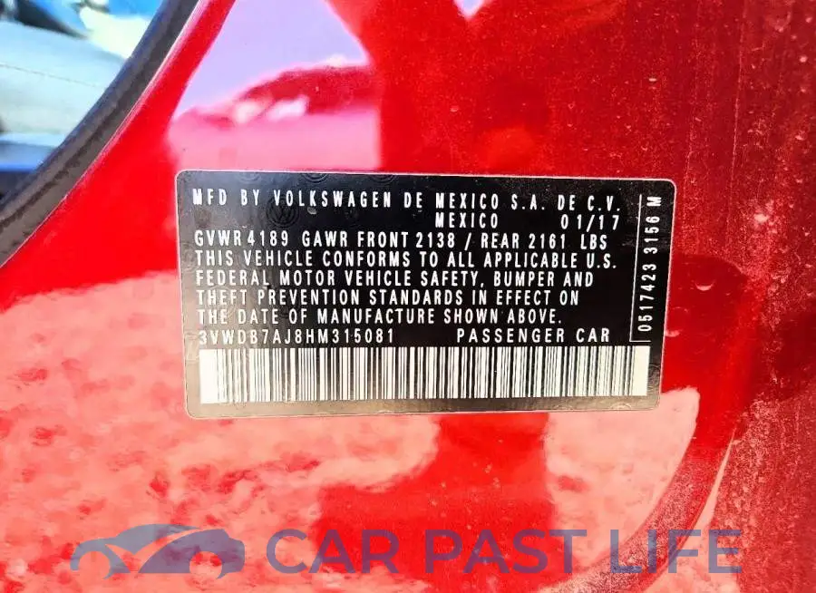 3VWDB7AJ8HM315081# 12