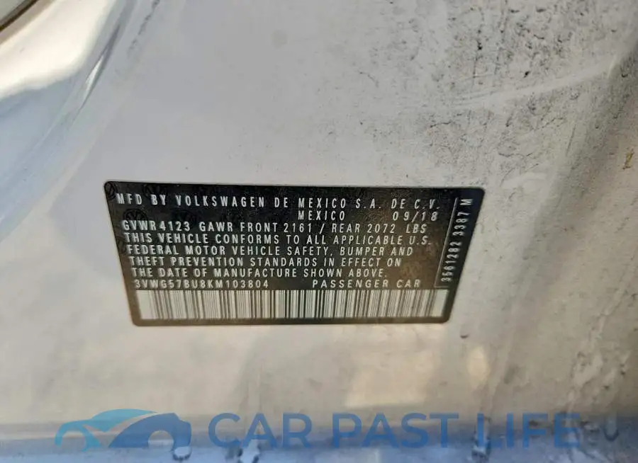 3VWG57BU8KM103804# 12