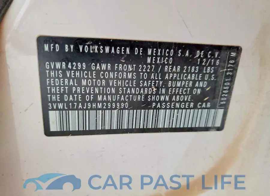 3VWL17AJ9HM299990# 12